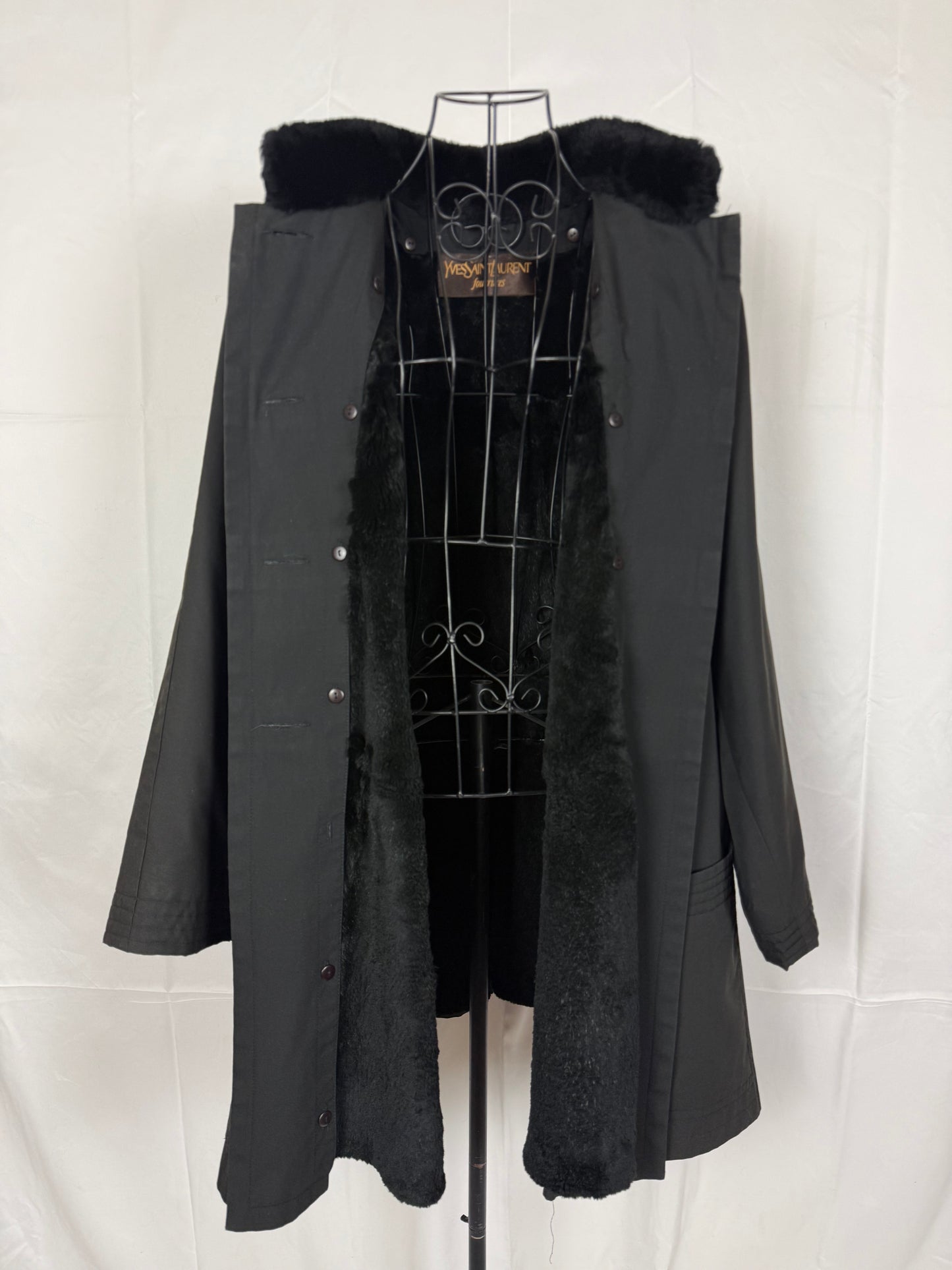 Yves Saint Laurent Fourrures Cappotto con Interno in Pelliccia Nero - Pally Vintage Closet