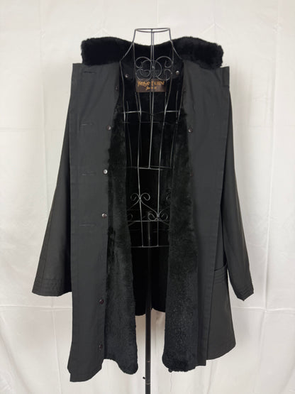 Yves Saint Laurent Fourrures Cappotto con Interno in Pelliccia Nero - Pally Vintage Closet