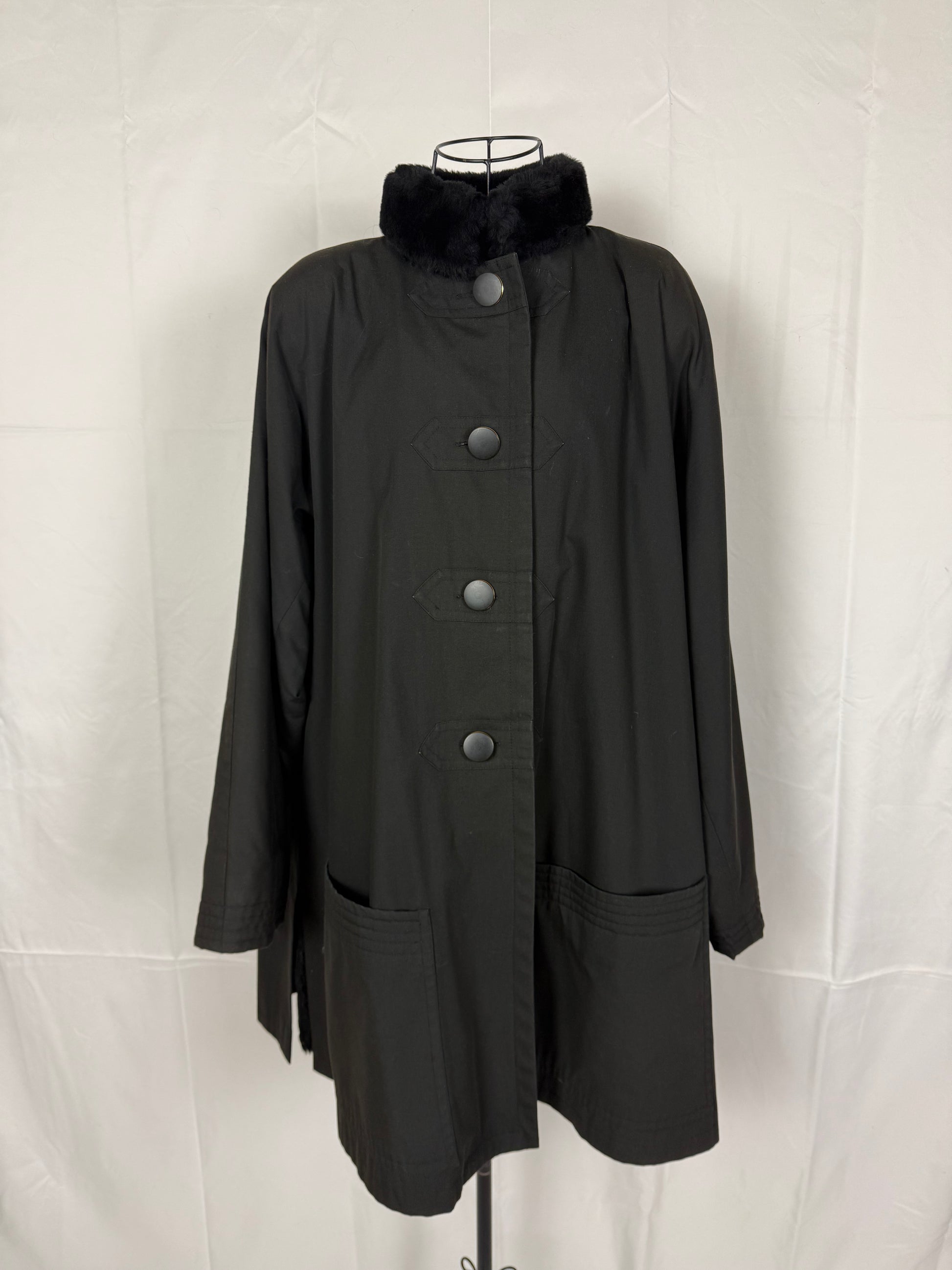 Yves Saint Laurent Fourrures Cappotto con Interno in Pelliccia Nero - Pally Vintage Closet
