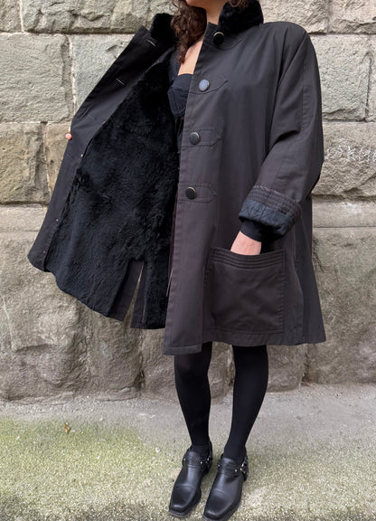 Yves Saint Laurent Fourrures Cappotto con Interno in Pelliccia Nero - Pally Vintage Closet