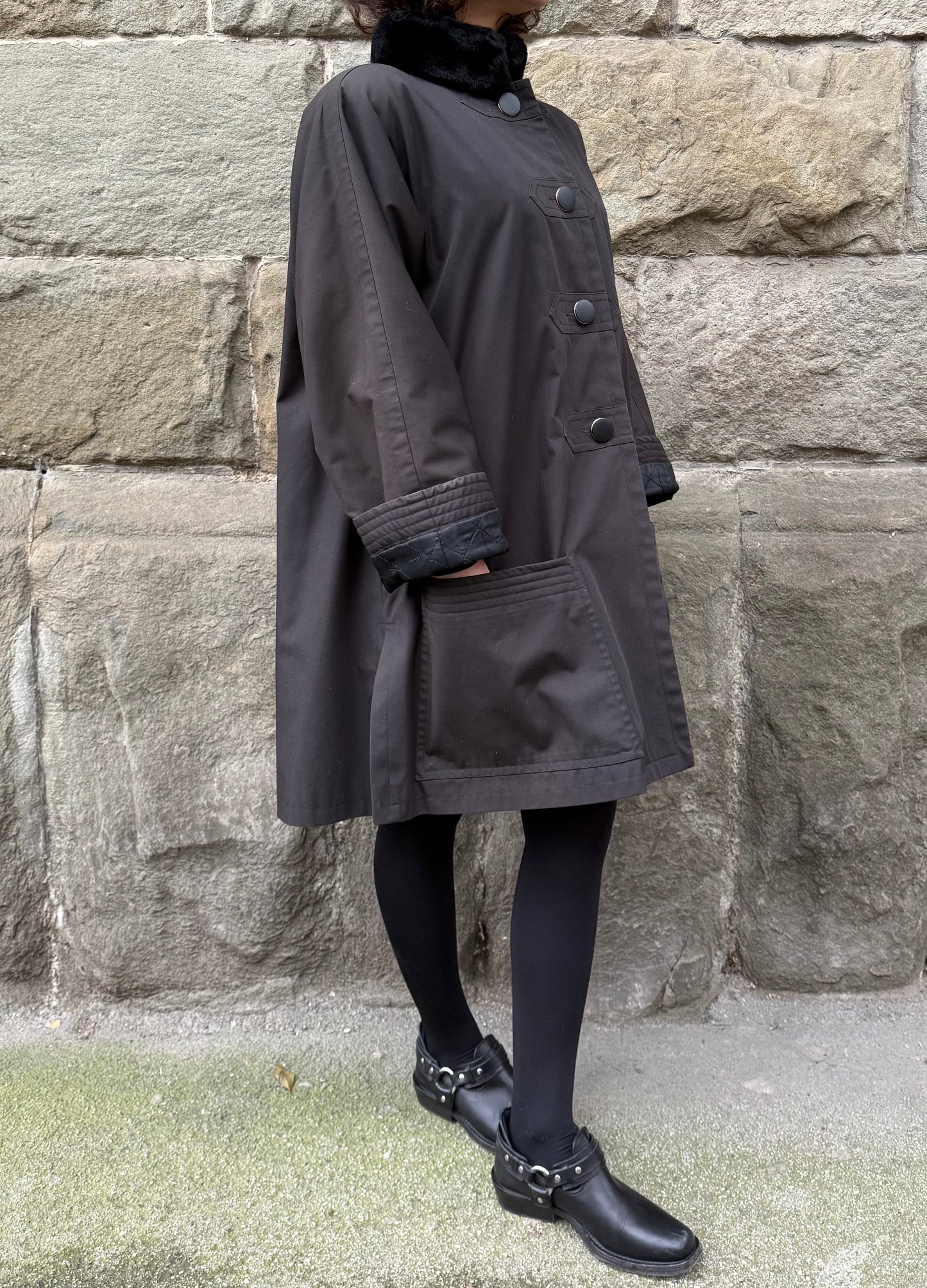 Yves Saint Laurent Fourrures Cappotto con Interno in Pelliccia Nero - Pally Vintage Closet