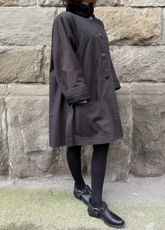 Yves Saint Laurent Fourrures Cappotto con Interno in Pelliccia Nero - Pally Vintage Closet
