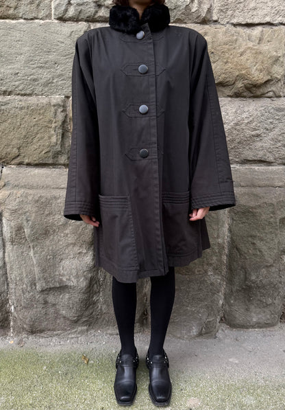 Yves Saint Laurent Fourrures Cappotto con Interno in Pelliccia Nero - Pally Vintage Closet