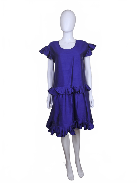 Yves Saint Laurent Rive Gauche Abito Vintage in Seta Viola Elettrico - Pally Vintage Closet