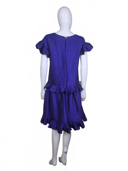 Yves Saint Laurent Rive Gauche Abito Vintage in Seta Viola Elettrico - Pally Vintage Closet