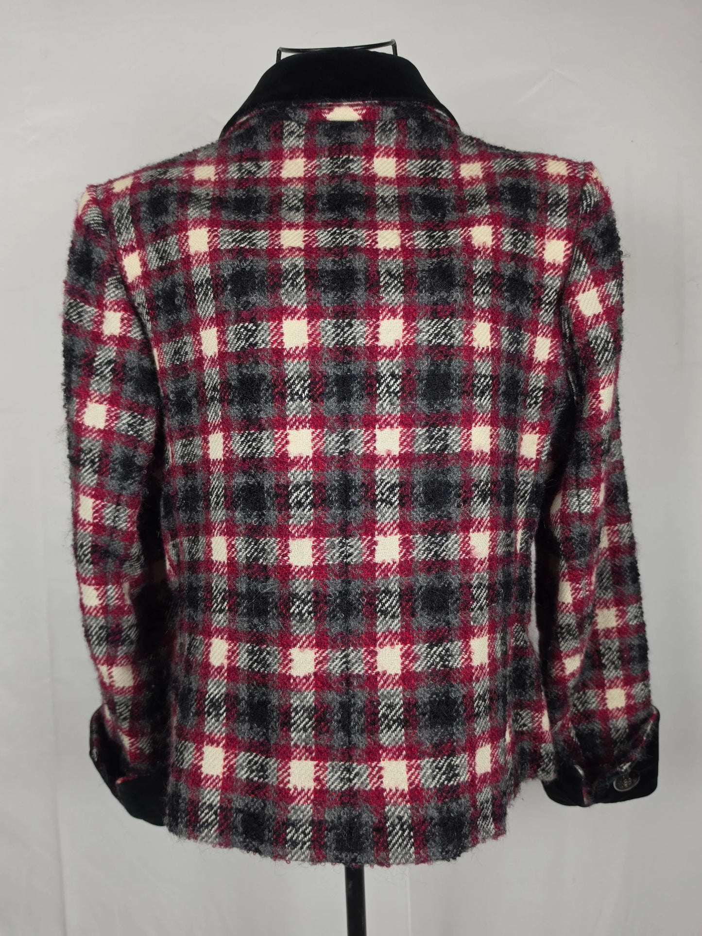 Yves Saint Laurent Rive Gauche Blazer Vintage Lana Bouclé e Velluto Rossa - Pally Vintage Closet