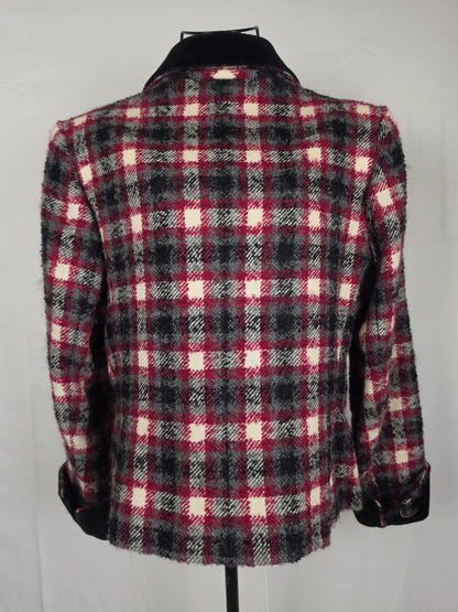 Yves Saint Laurent Rive Gauche Blazer Vintage Lana Bouclé e Velluto Rossa - Pally Vintage Closet