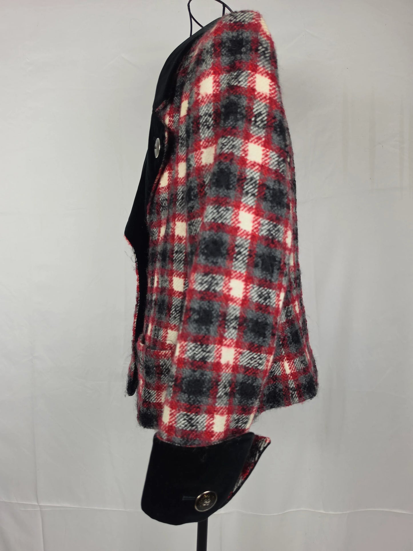 Yves Saint Laurent Rive Gauche Blazer Vintage Lana Bouclé e Velluto Rossa - Pally Vintage Closet