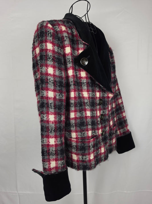 Yves Saint Laurent Rive Gauche Blazer Vintage Lana Bouclé e Velluto Rossa - Pally Vintage Closet