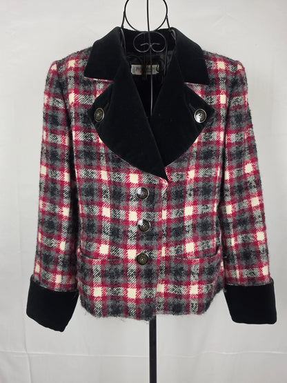 Yves Saint Laurent Rive Gauche Blazer Vintage Lana Bouclé e Velluto Rossa - Pally Vintage Closet