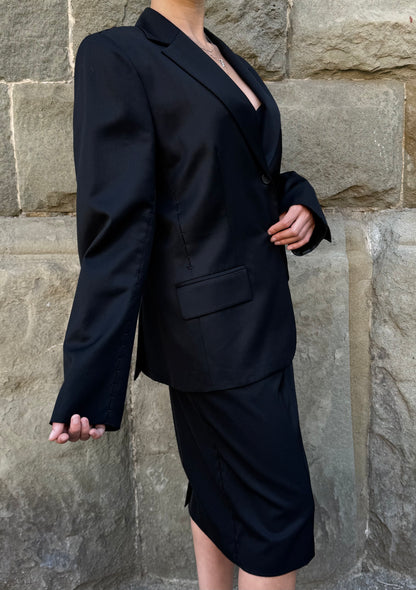 Yves Saint Laurent Rive Gauche Completo con Dettagli Cut-Out Lana Vergine Nera - Pally Vintage Closet