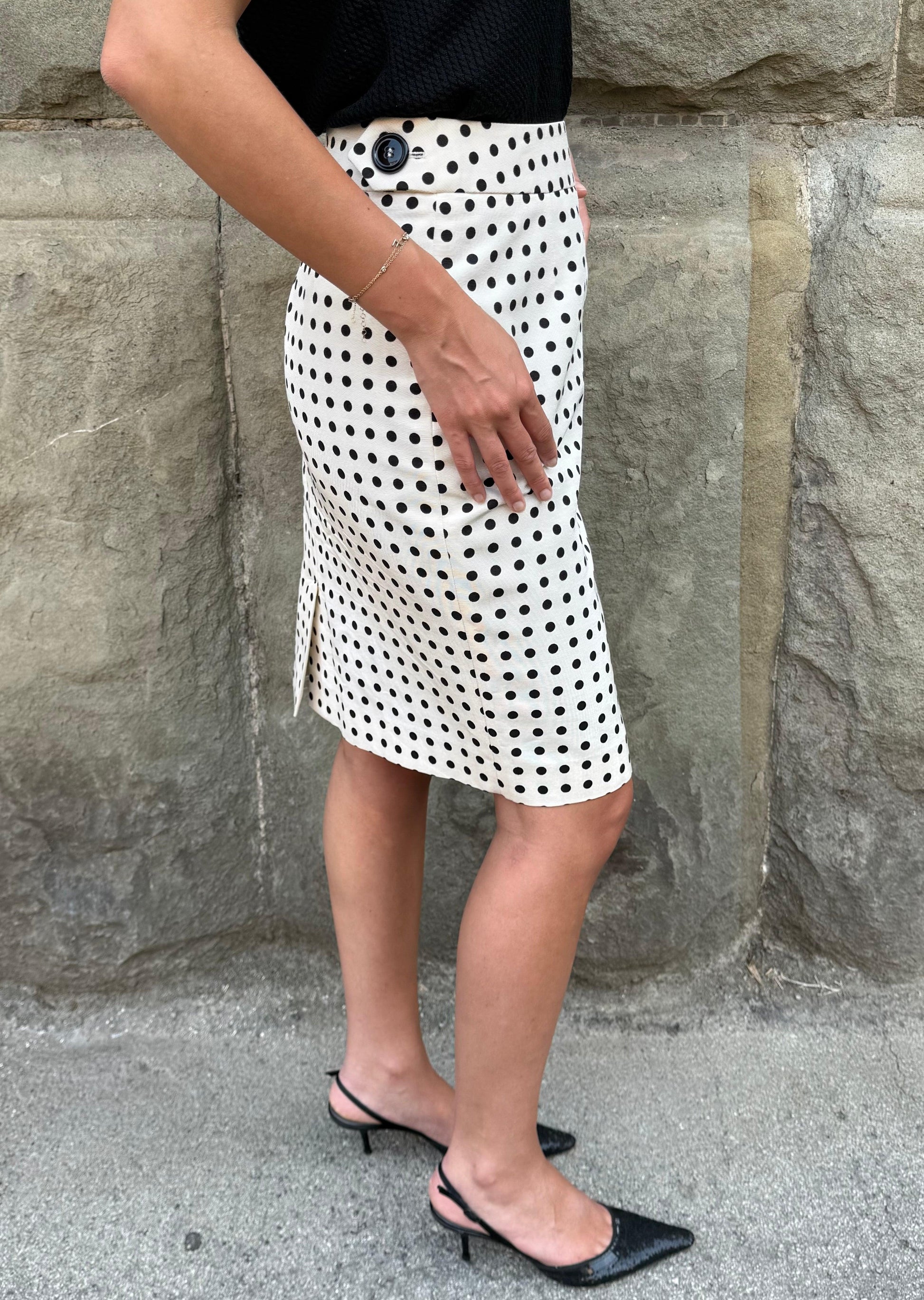 Yves Saint Laurent Rive Gauche Gonna Vintage Pois Bianca e Nera - Pally Vintage Closet