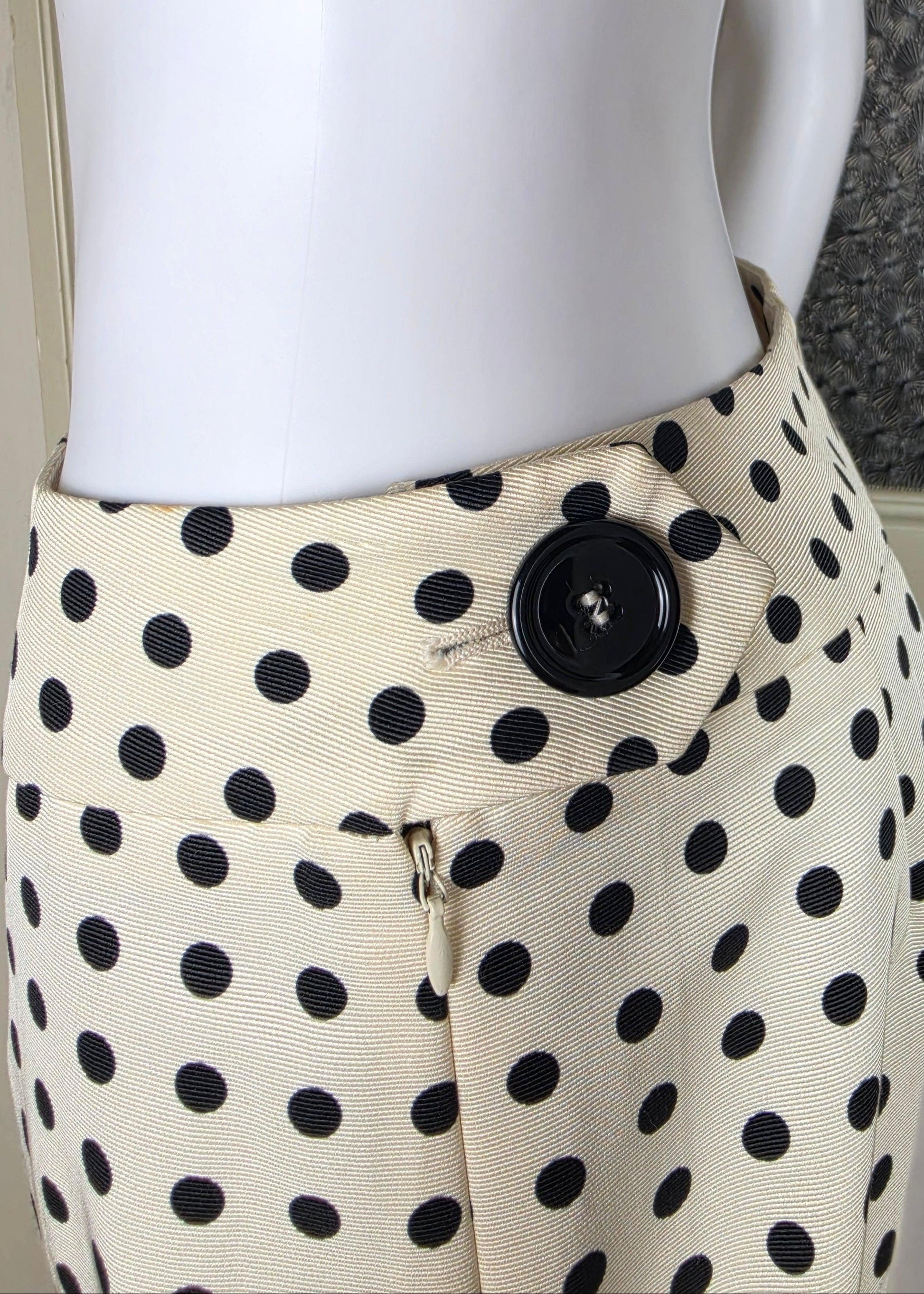 Yves Saint Laurent Rive Gauche Gonna Vintage Pois Bianca e Nera - Pally Vintage Closet