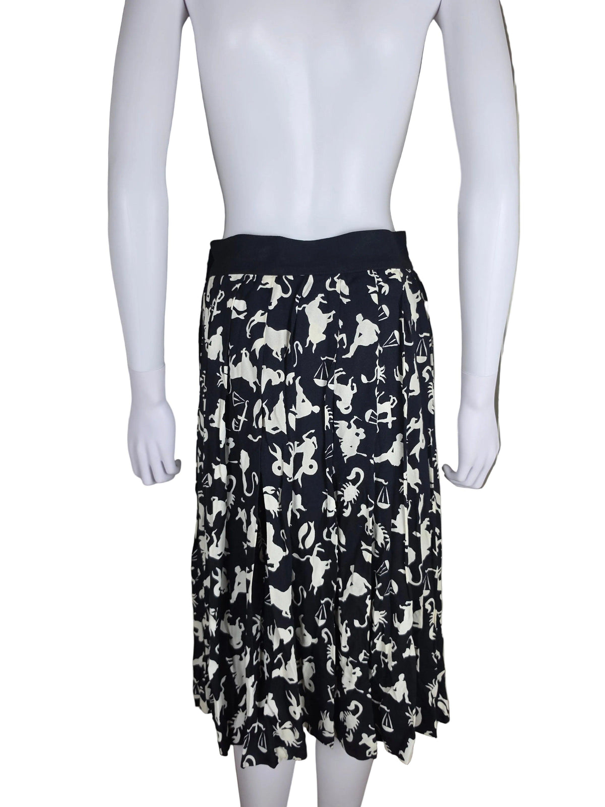 Yves Saint Laurent Rive Gauche Gonna Vintage con Stampa Zodiaco Nera - Pally Vintage Closet