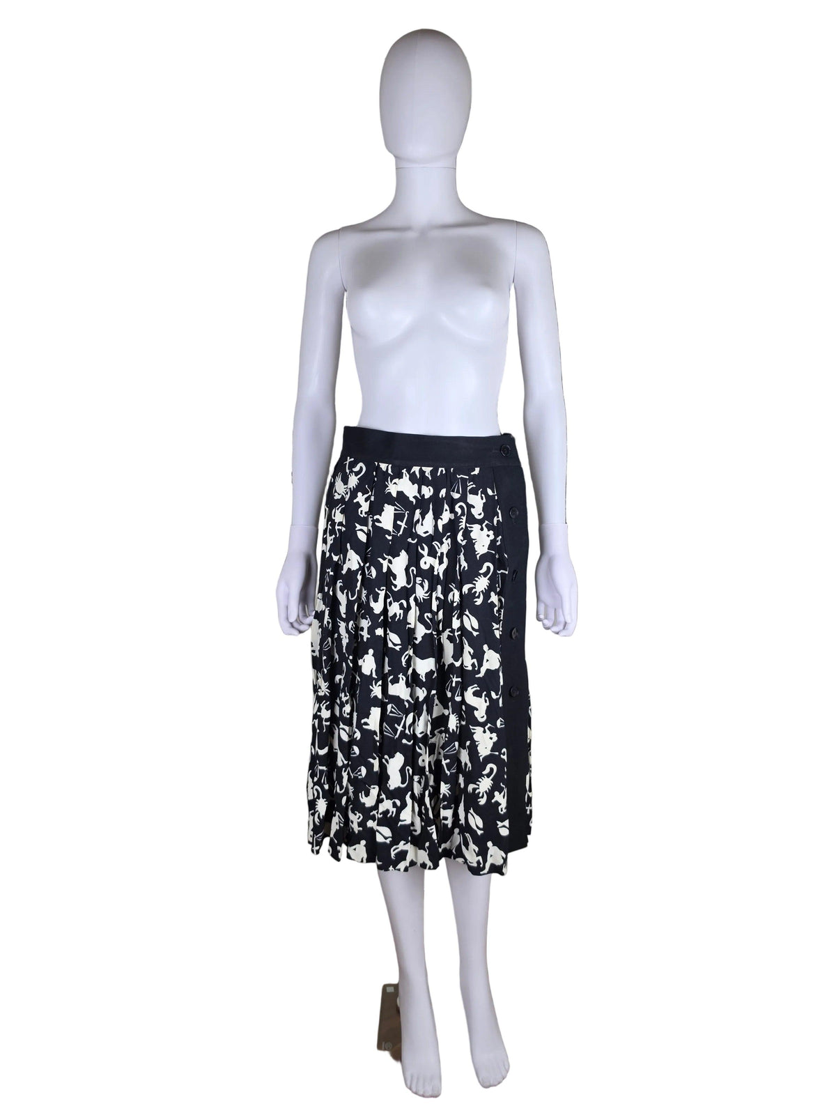 Yves Saint Laurent Rive Gauche Gonna Vintage con Stampa Zodiaco Nera - Pally Vintage Closet