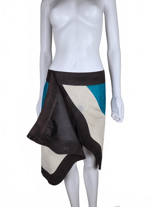 Yves Saint Laurent Rive Gauche Gonna Vintage in Camoscio Color-Block - Pally Vintage Closet