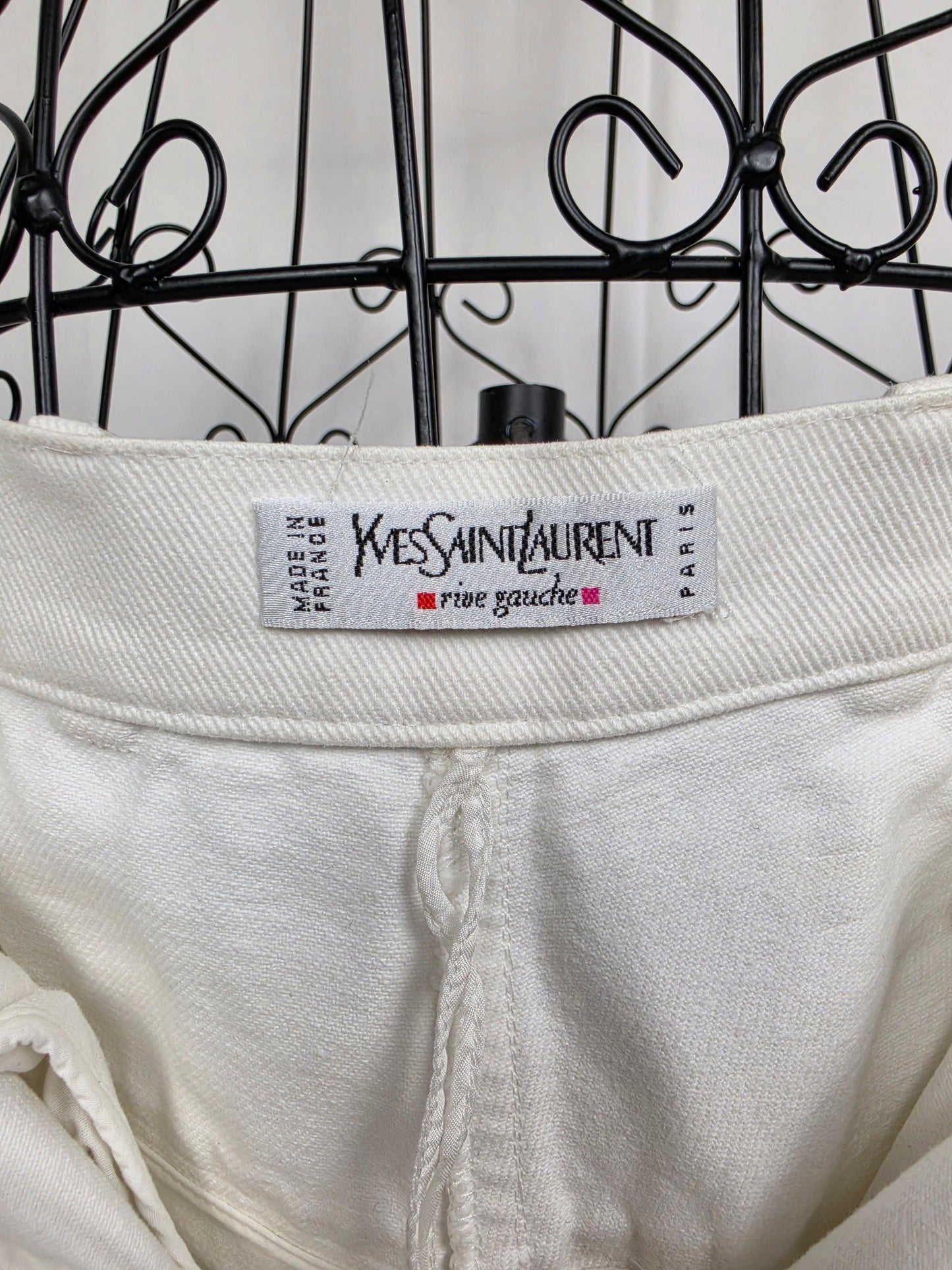 Yves Saint Laurent Rive Gauche Pantaloni in Denim di Cotone Bianco - Pally Vintage Closet