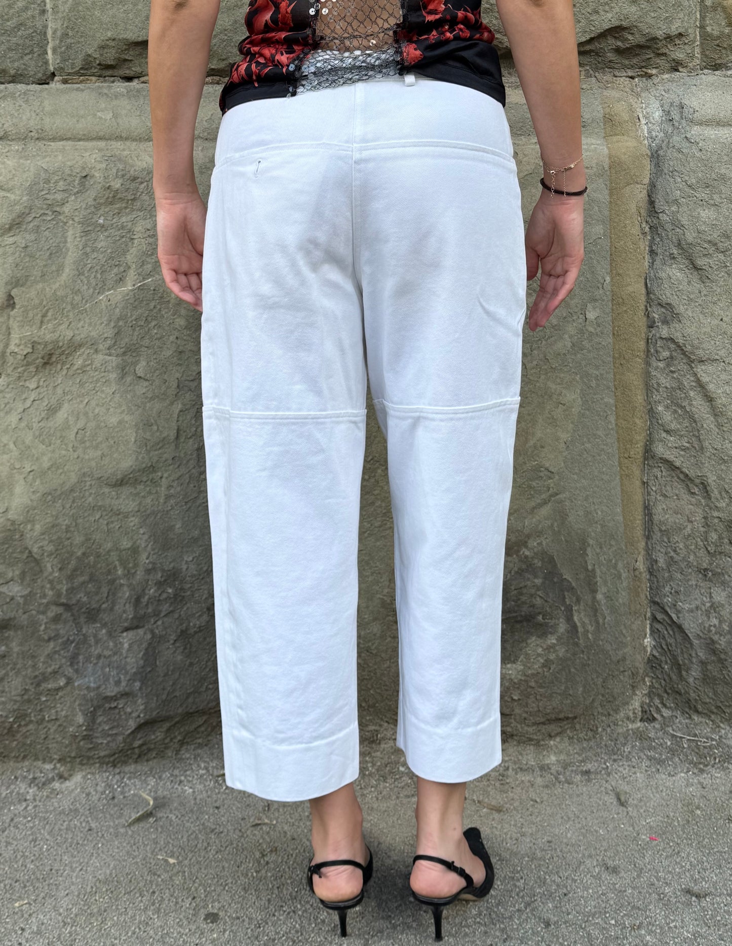 Yves Saint Laurent Rive Gauche Pantaloni in Denim di Cotone Bianco - Pally Vintage Closet