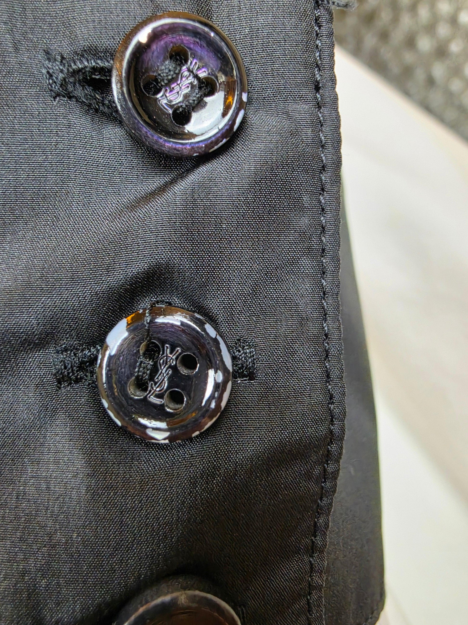 Yves Saint Laurent Rive Gauche Set&nbsp; Camicia Nera e Gonna a Ruota Bicolore - Pally Vintage Closet