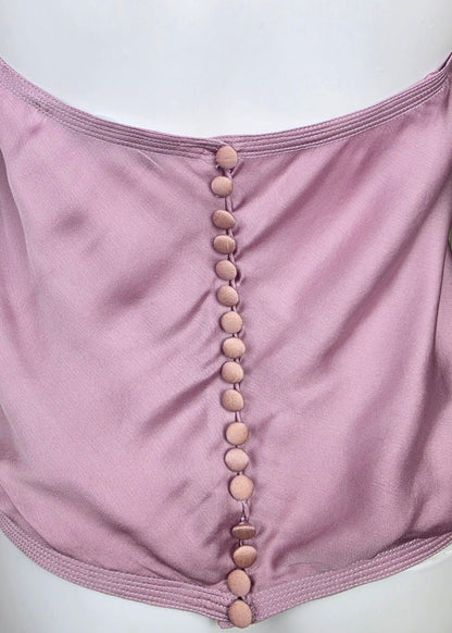 Yves Saint Laurent Rive Gauche Top Halter Vintage in Seta Rosa - Pally Vintage Closet