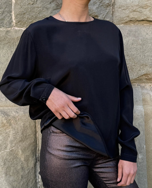 Yves Saint Laurent Variation Blusa Vintage Seta Nera - Pally Vintage Closet