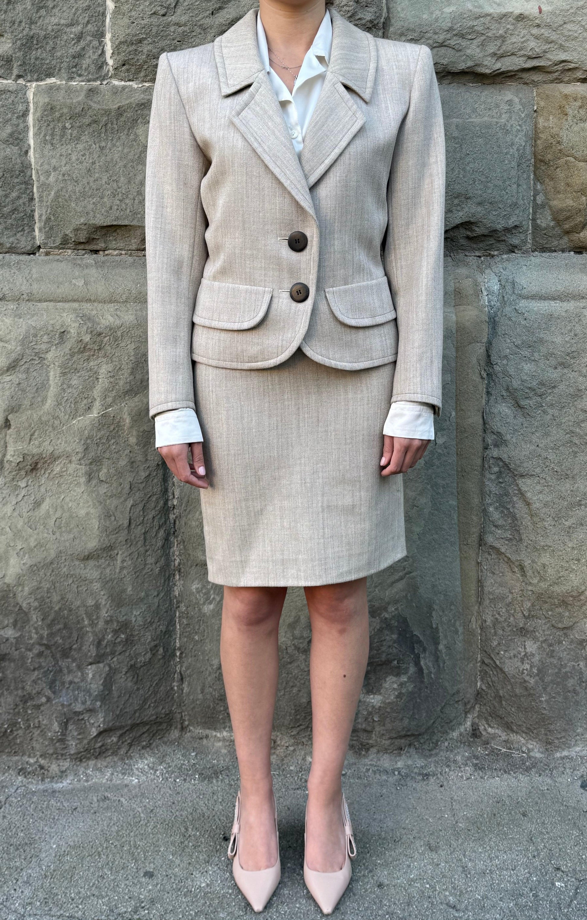 Yves-Saint-Laurent-Variation-Tailleur-Vintage-Lana-e-Alpaca-Beige-Melange-70397357785412 - Pally Vintage Closet