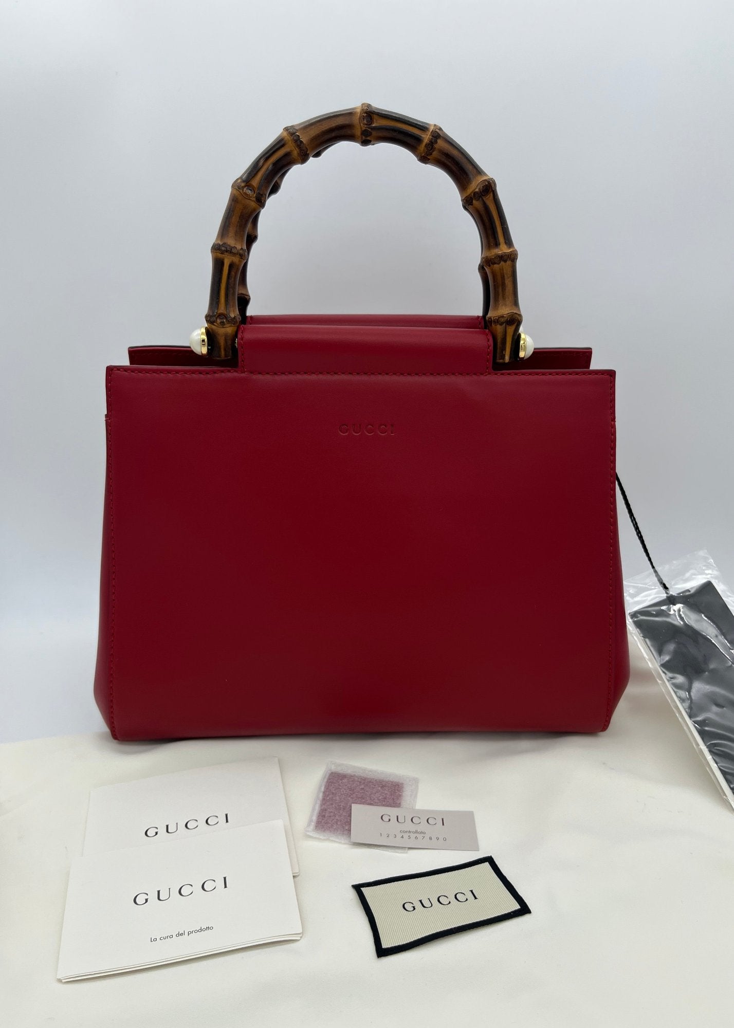 Gucci Borsa Nymphaea Doppio manico Bamboo Rossa