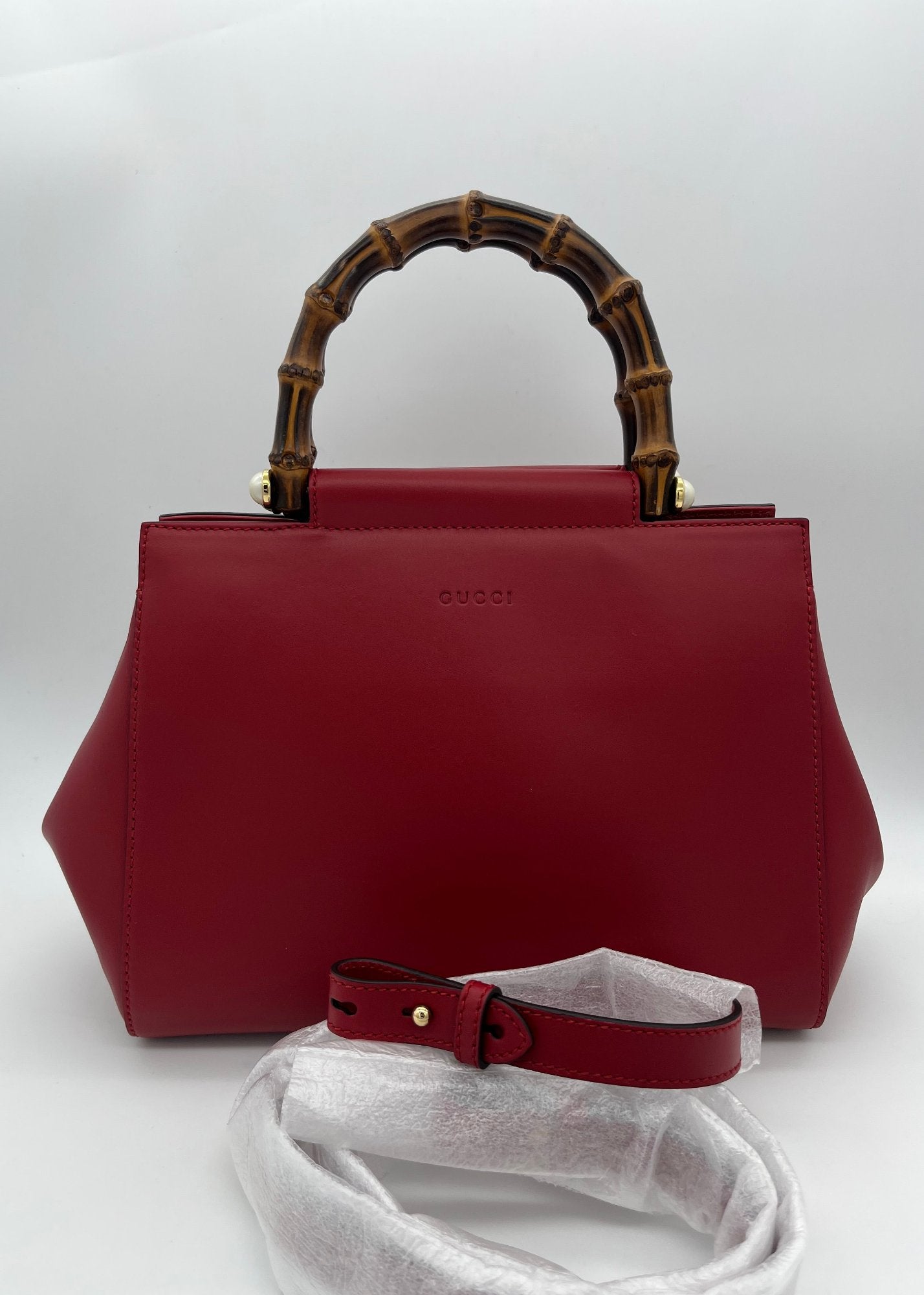 Gucci Borsa Nymphaea Doppio manico Bamboo Rossa