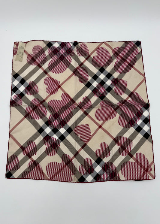 Burberry Foulard Cuori in Seta Beige