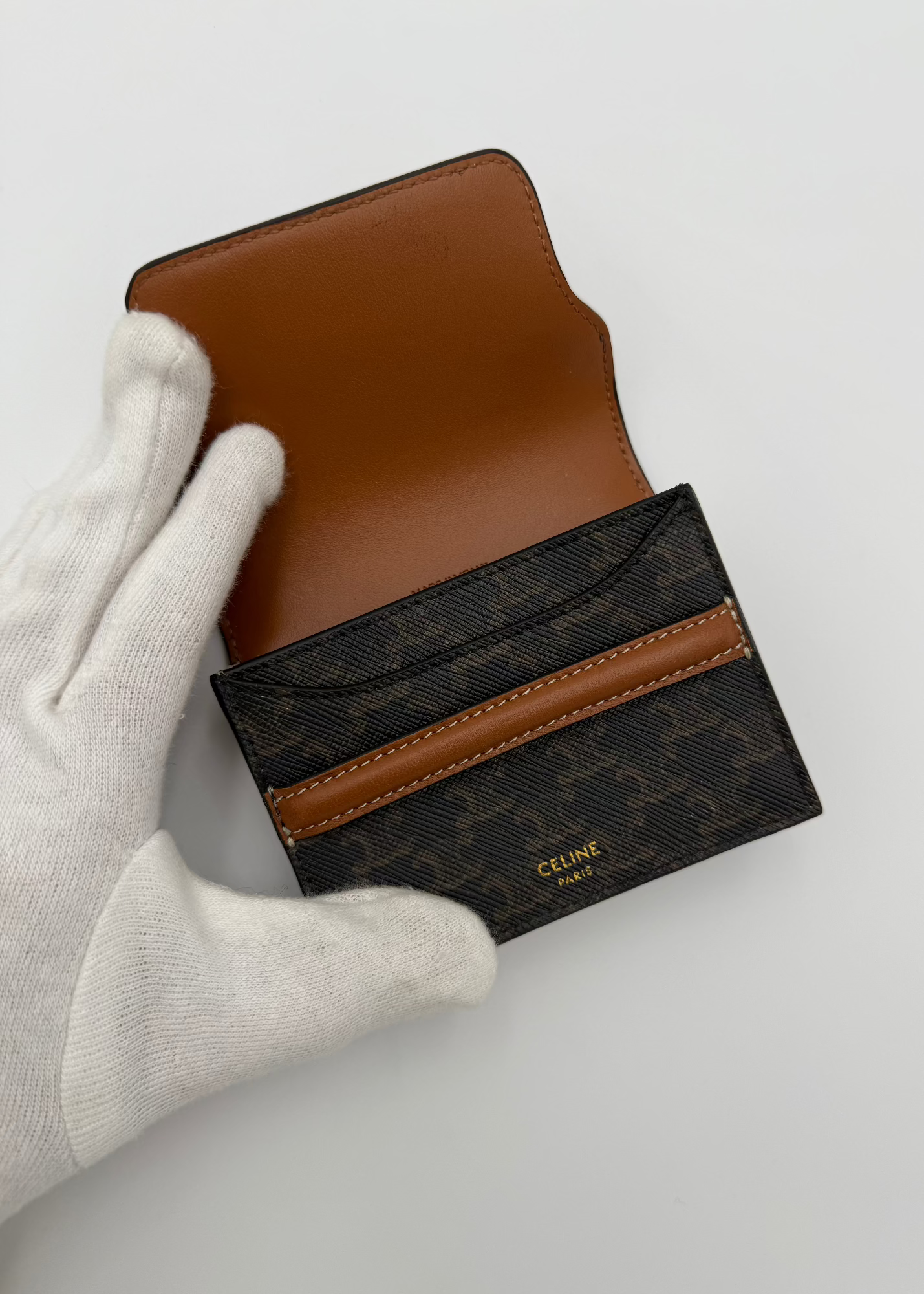 Celine Porta Monete e Portacarte in tela Triomphe
