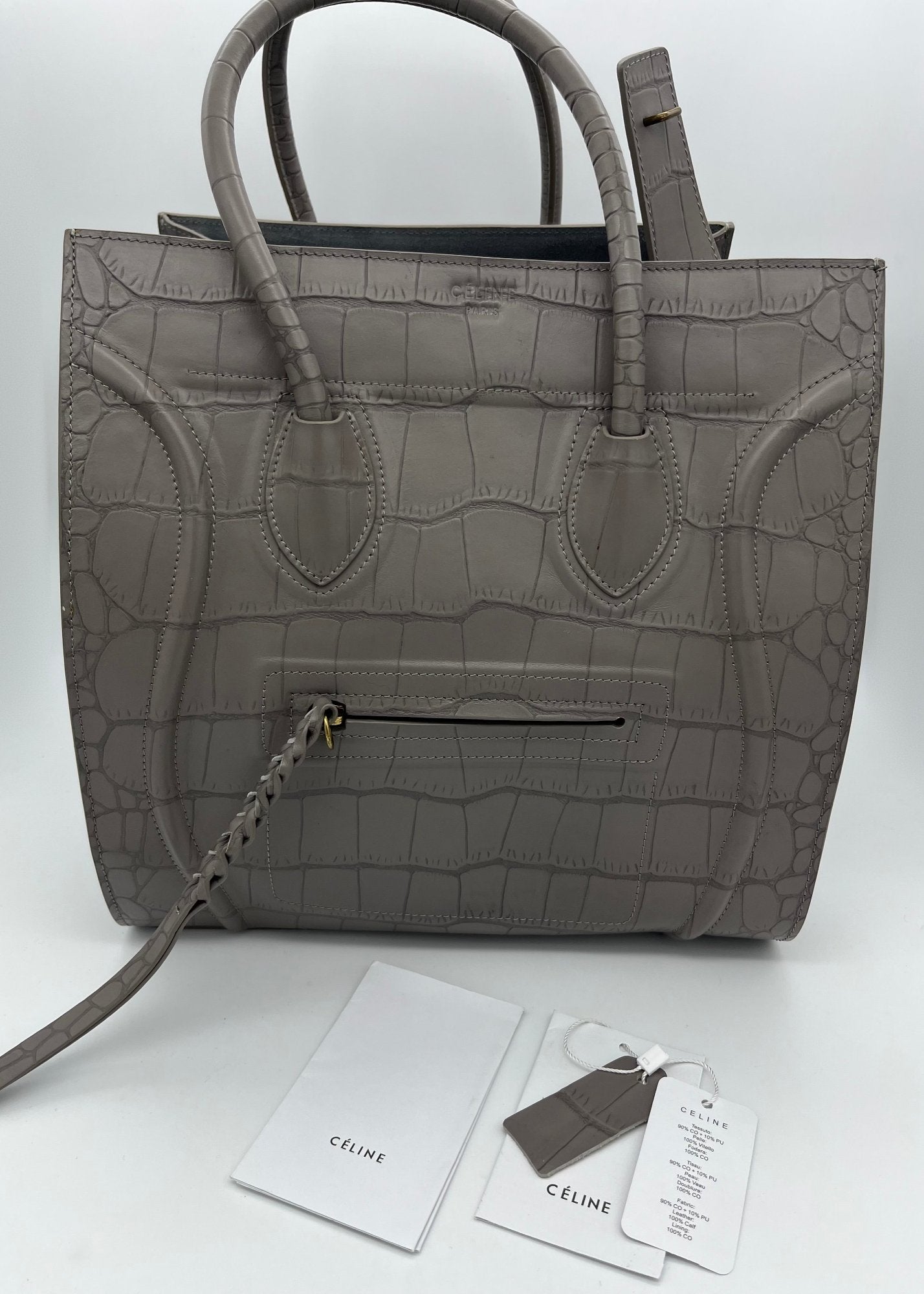 Celine Borsa Phantom Large Pelle Coccodrillo Grigia