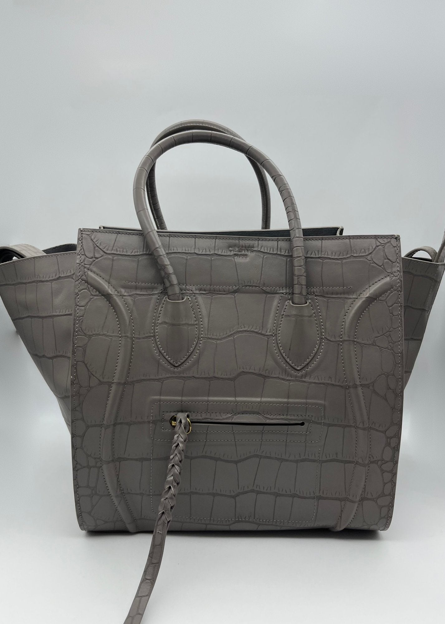 Celine Borsa Phantom Large Pelle Coccodrillo Grigia