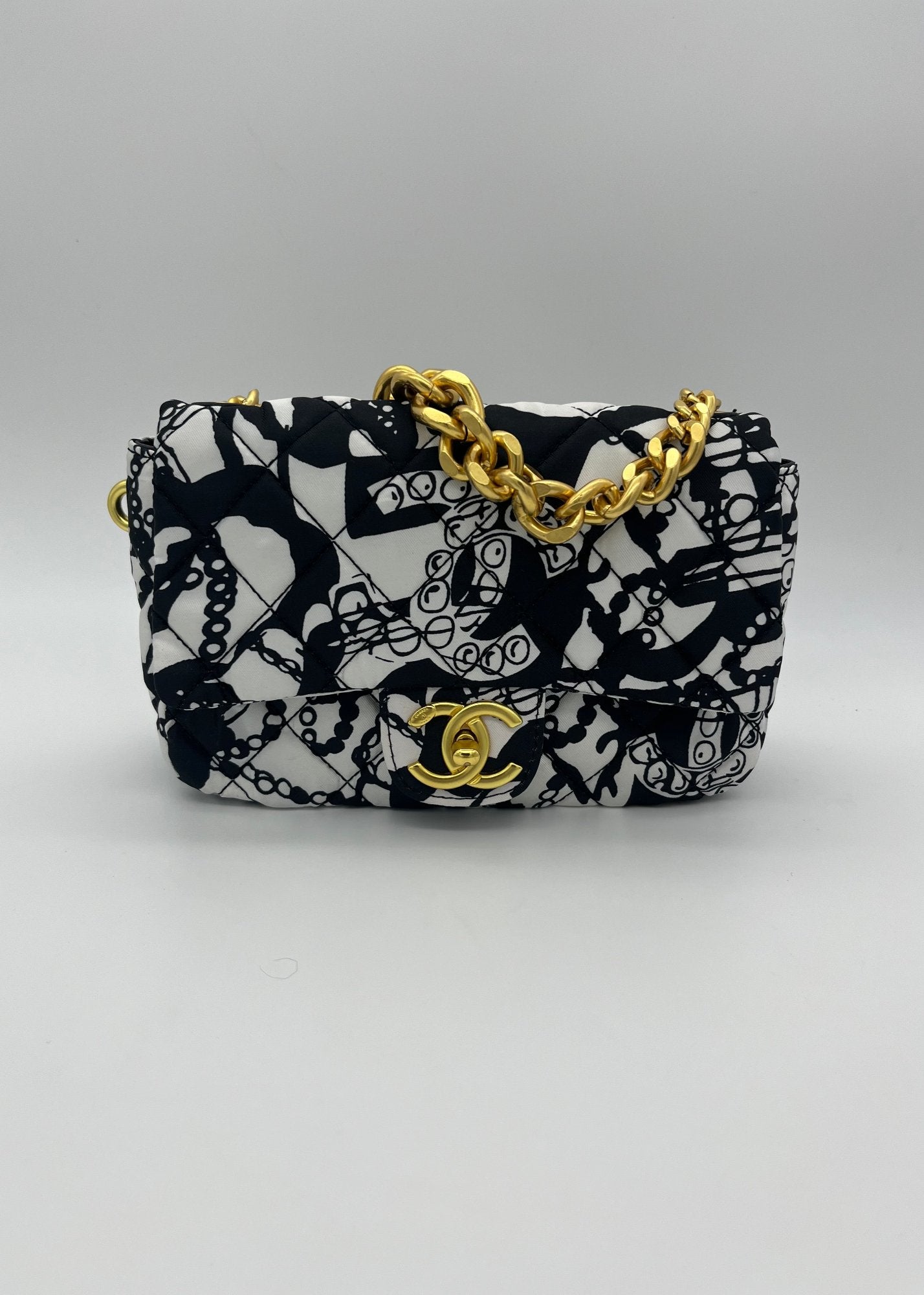 Chanel Borsa Timeless Limited Edition in Seta Bianca e Nera