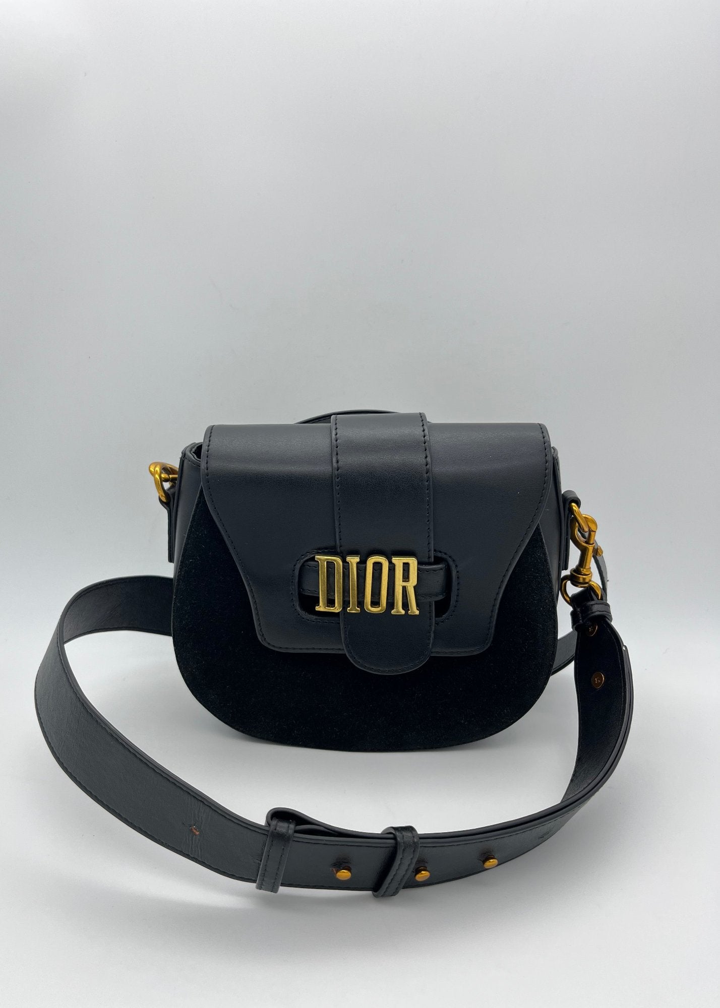 Christian Dior Borsa a R-Evolution Suede e Pelle a Tracolla Nera