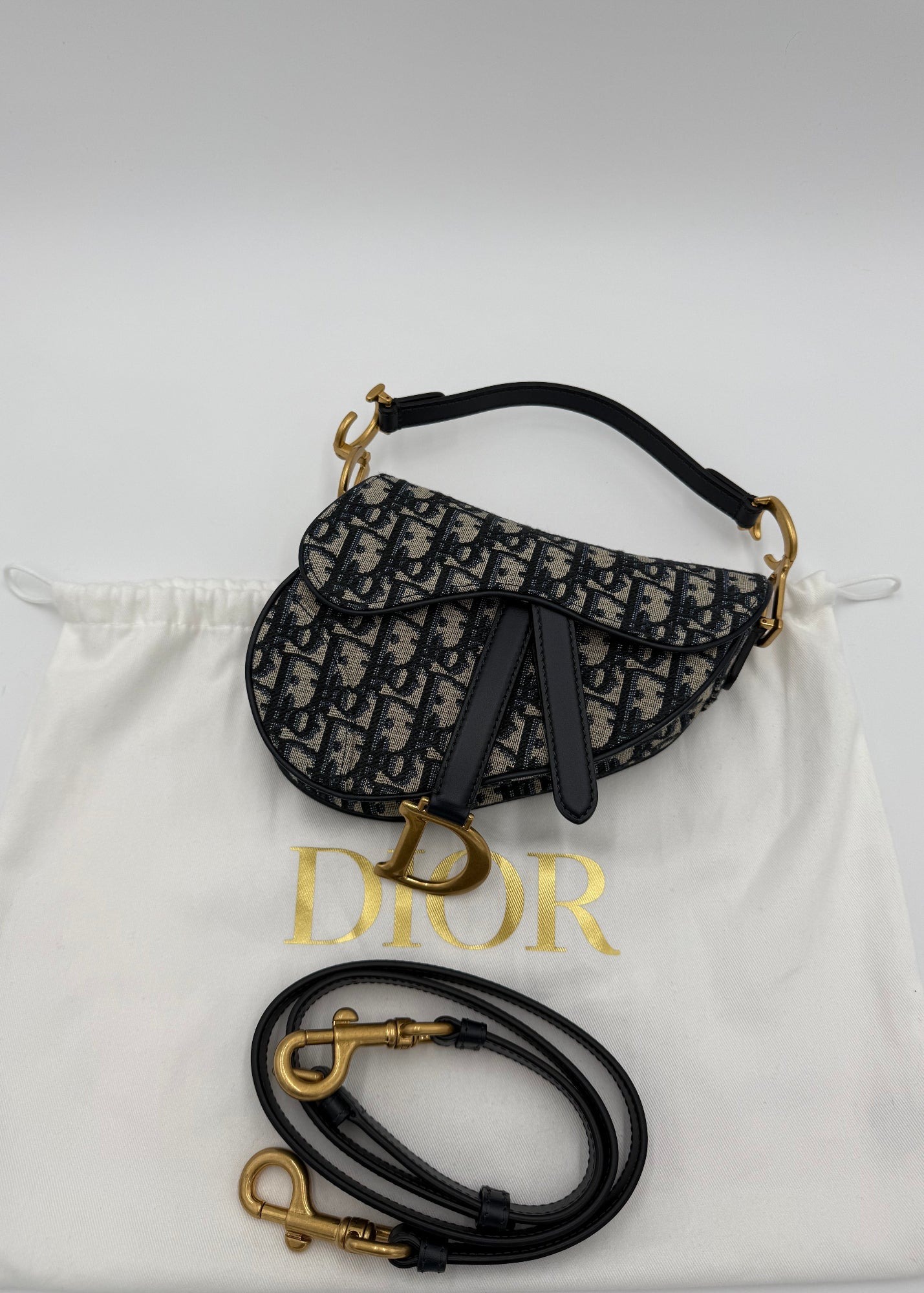 Dior Borsa Saddle con Tracolla Jacquard Dior Oblique Mini