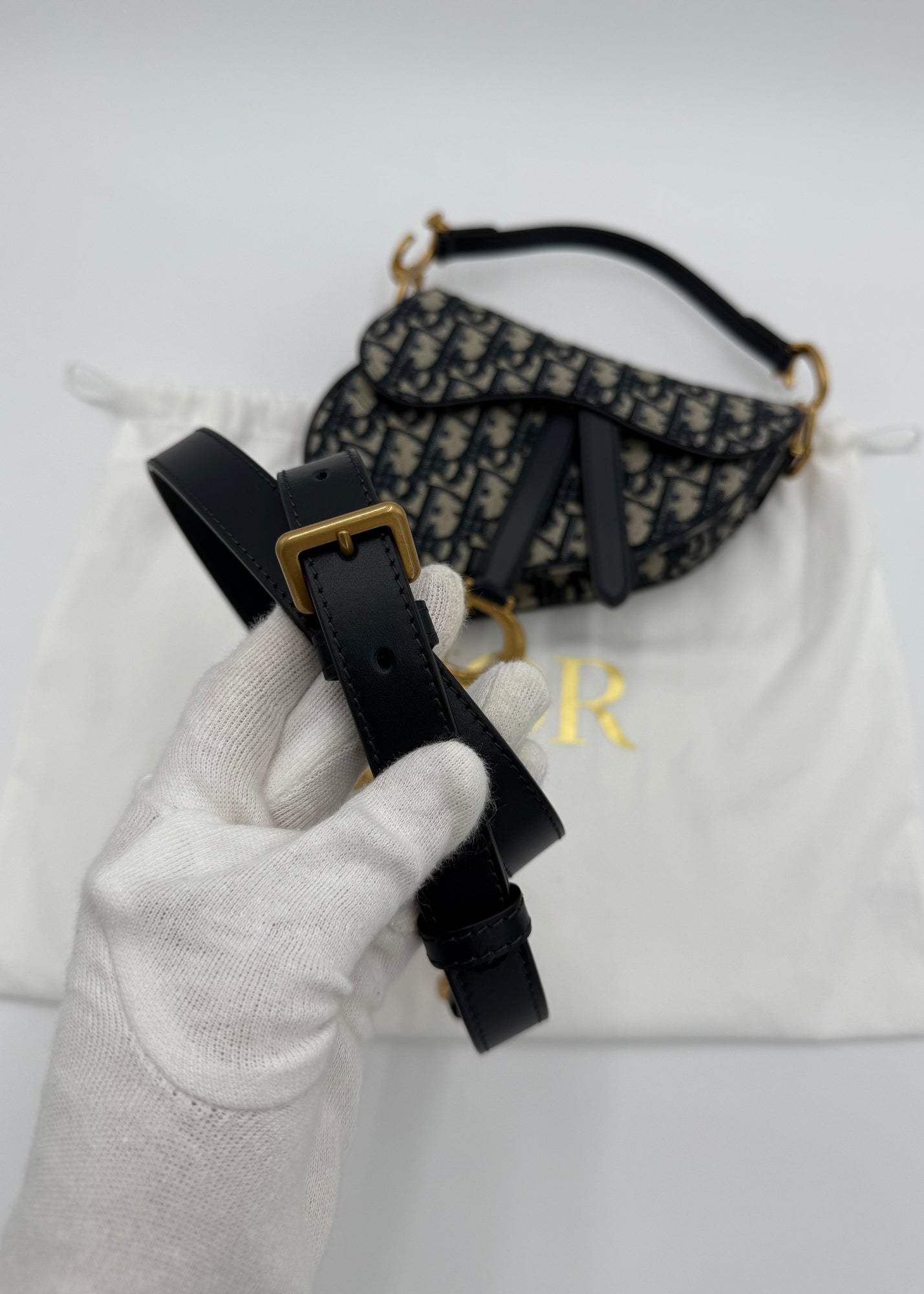 Dior Borsa Saddle con Tracolla Jacquard Dior Oblique Mini