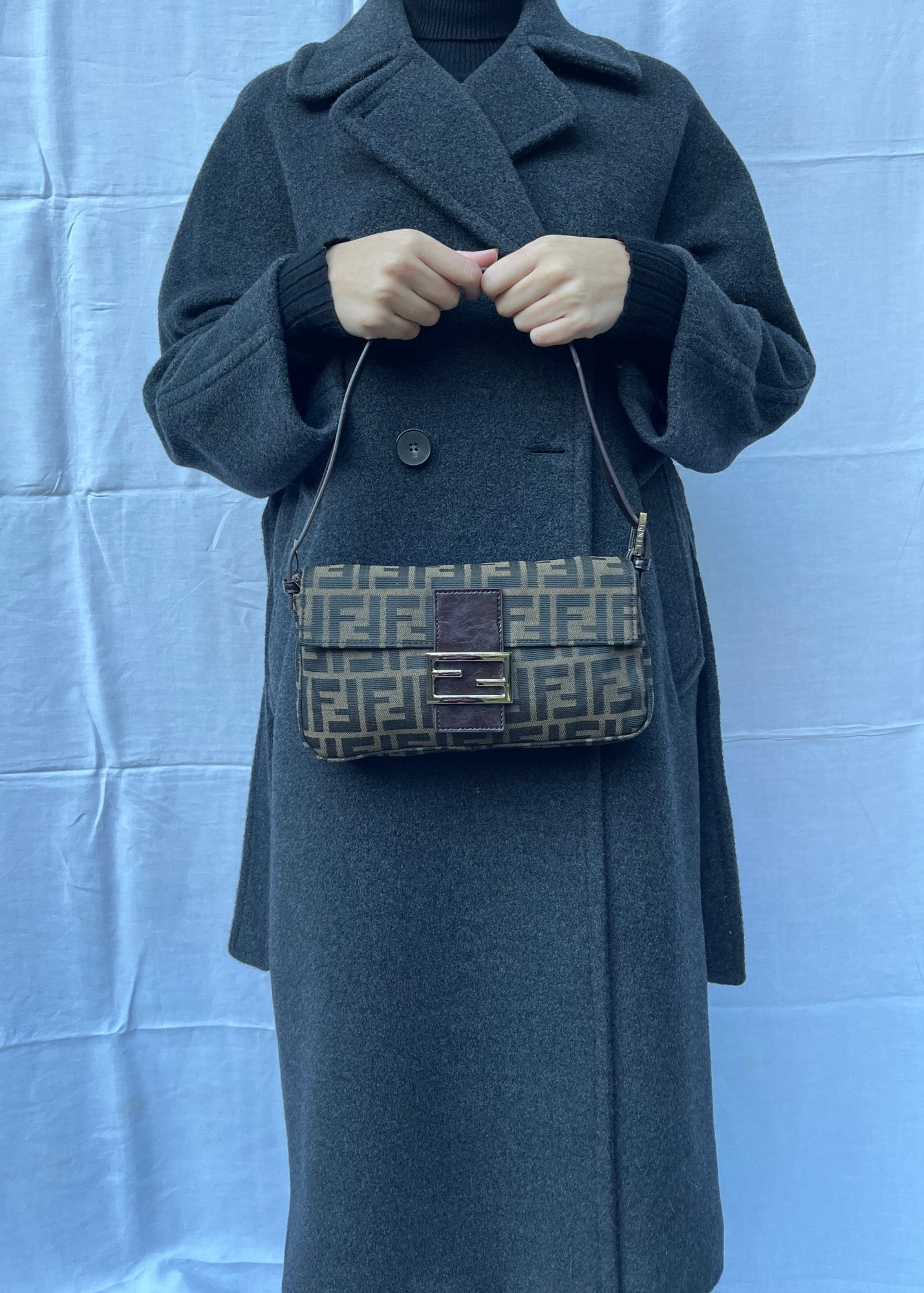 Fendi Borsa Baguette Zucca Vintage Marrone