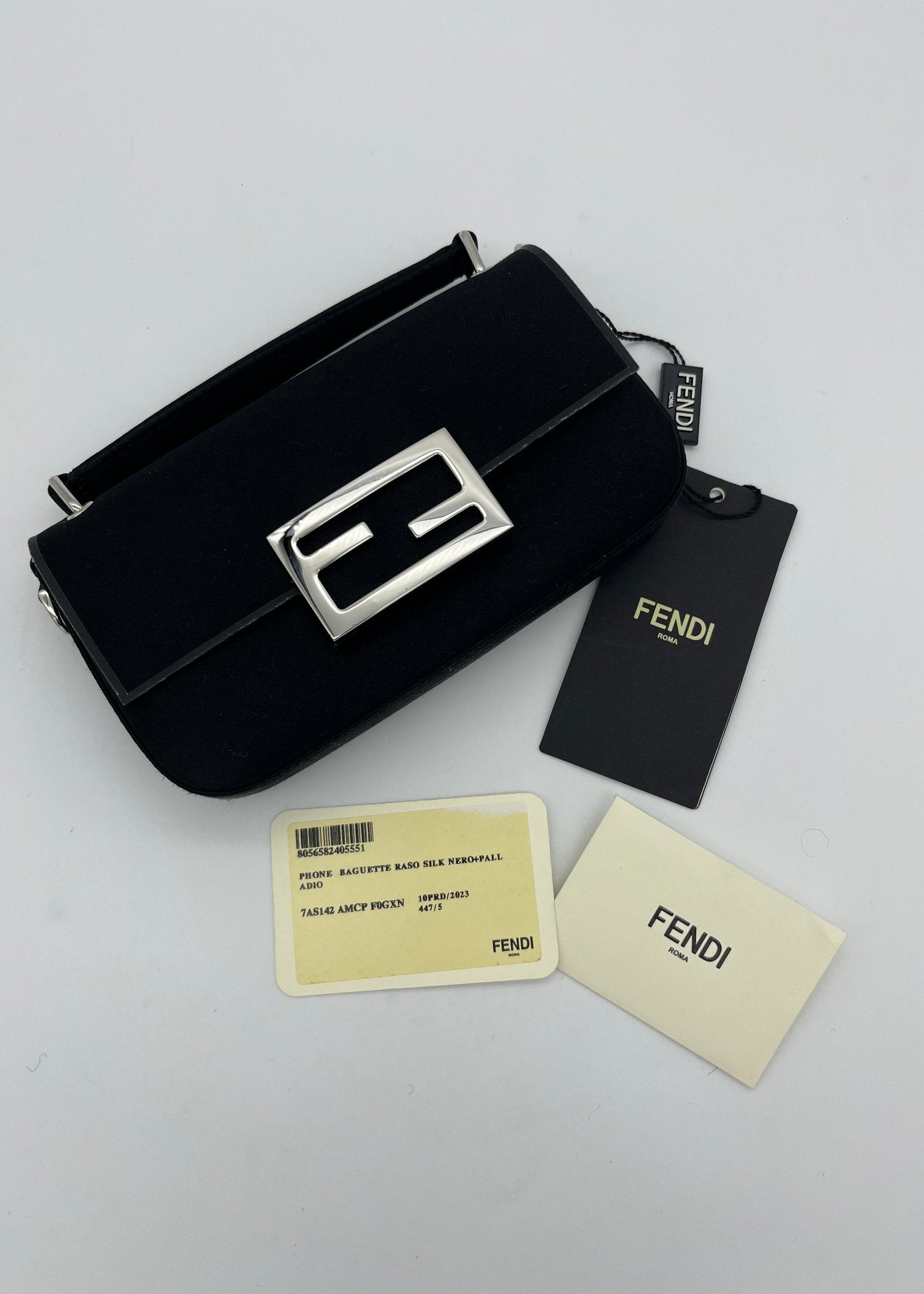 Fendi Borsa Baguette Mini in Raso Nera