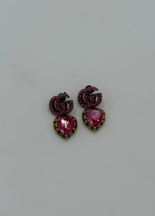 Gucci Orecchini GG Marmont con Cristalli Rosa