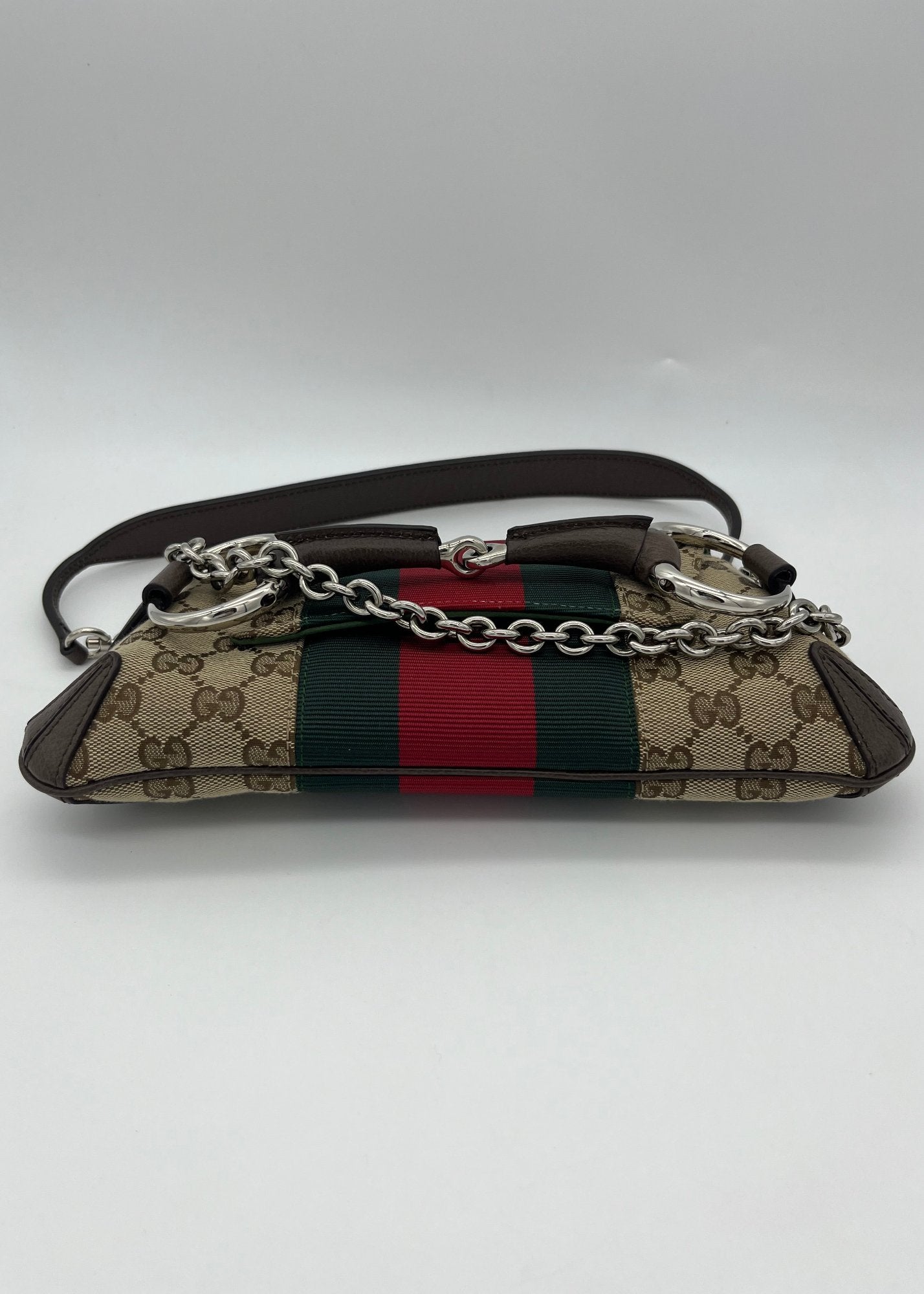 Gucci Borsa Horsebit Chain in Tela Marrone