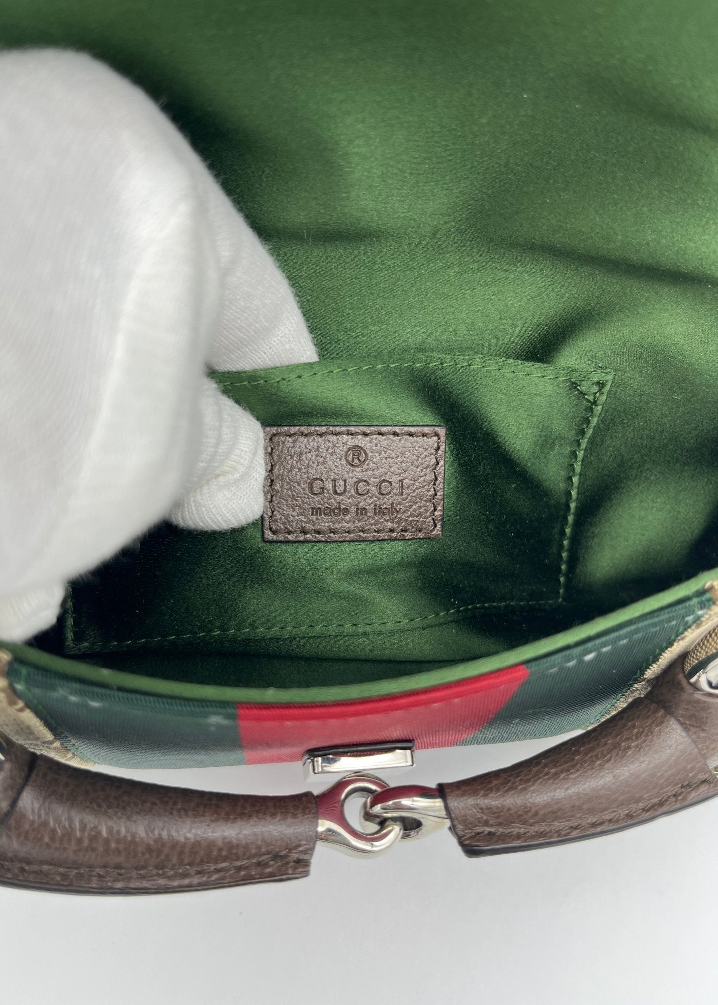 Gucci Borsa Horsebit Chain in Tela Marrone