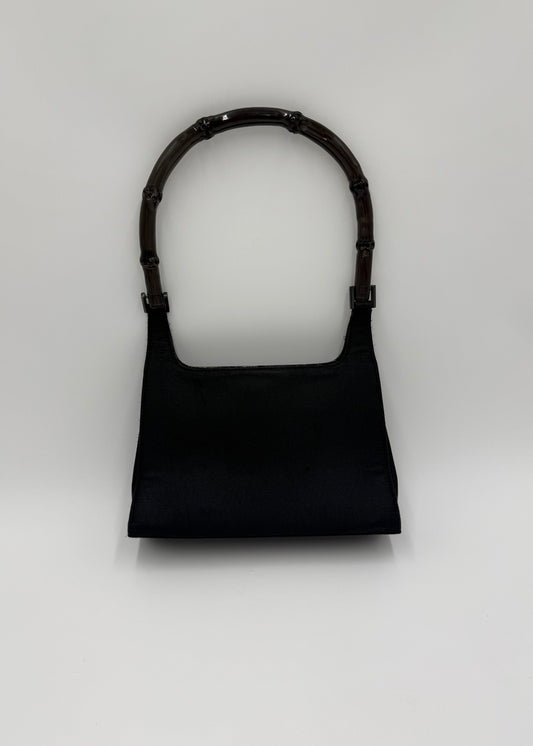 Gucci Borsa Bamboo Vintage in Raso Nero