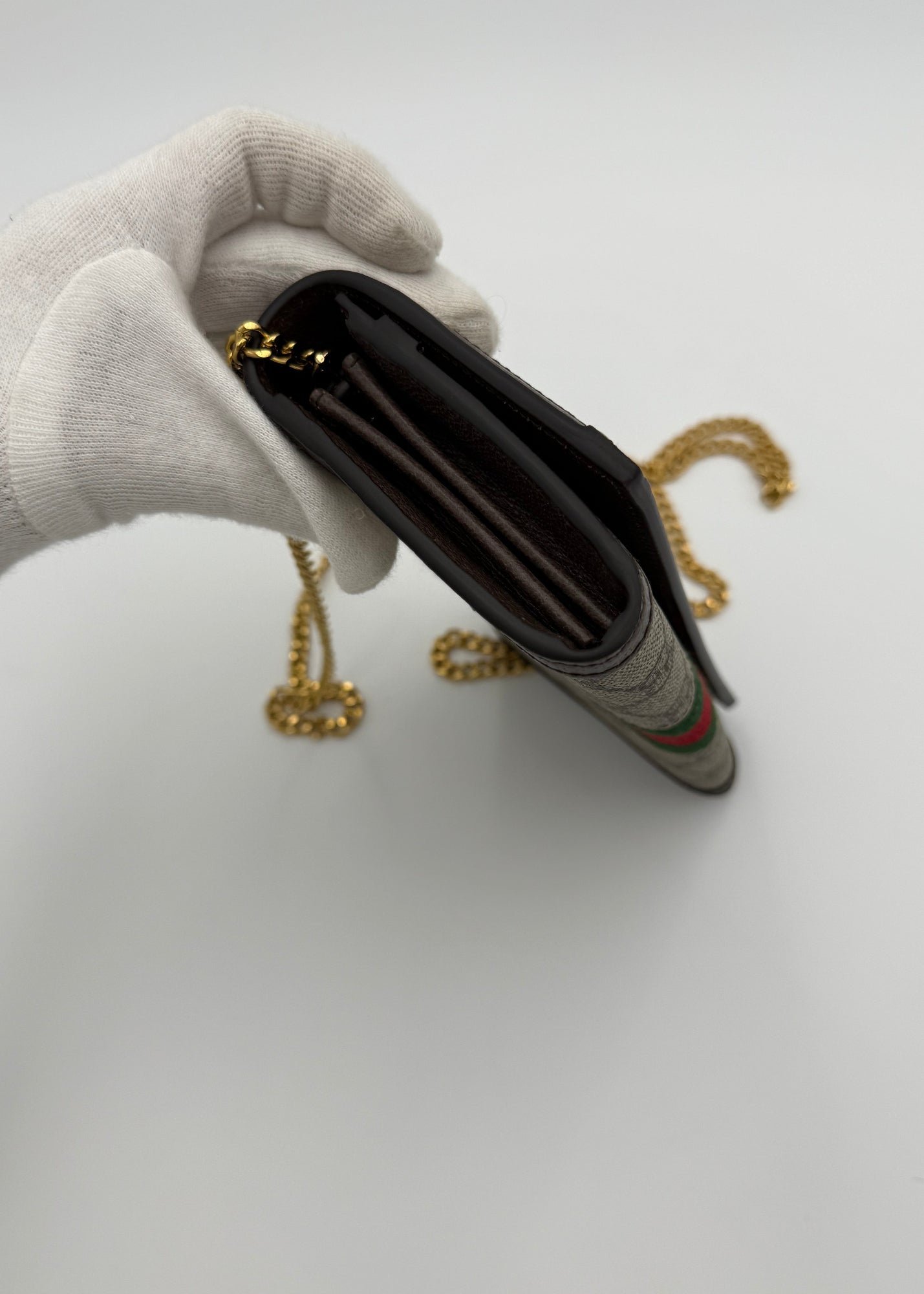 Gucci Borsa Ophidia Wallet on Chain Beige e Marrone