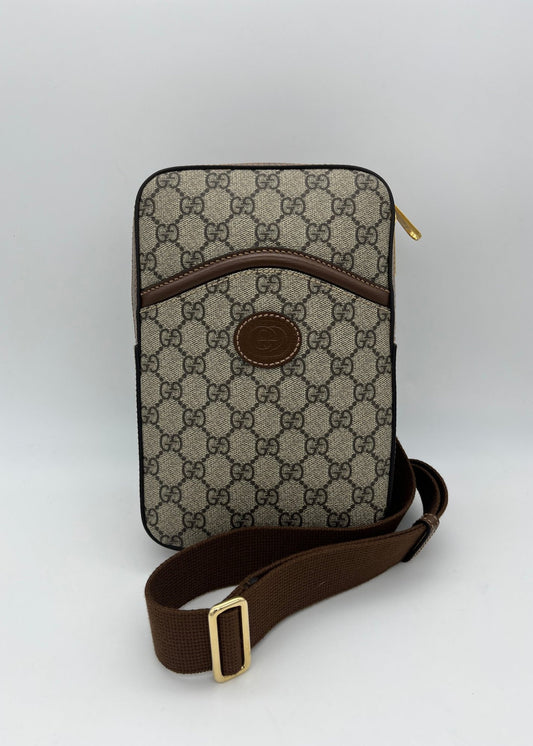 Gucci Marsupio Verticale GG con Tracolla Marrone