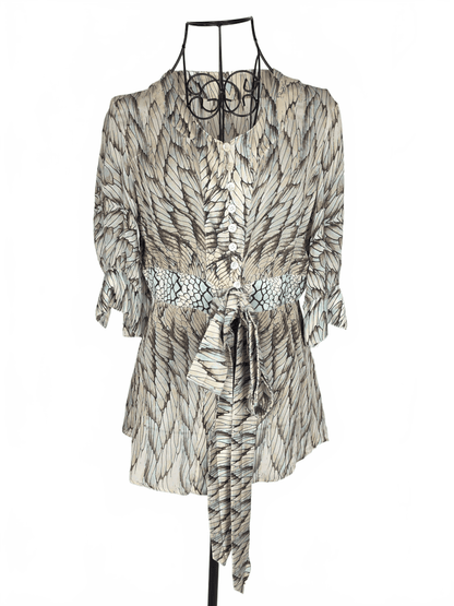 Roberto Cavalli Blusa Vintage in Seta Stampa Ali di Farfalla e Pitone Verde - Pally Vintage Closet