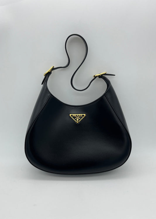 Prada Borsa Cleo a Spalla in Pelle Nera