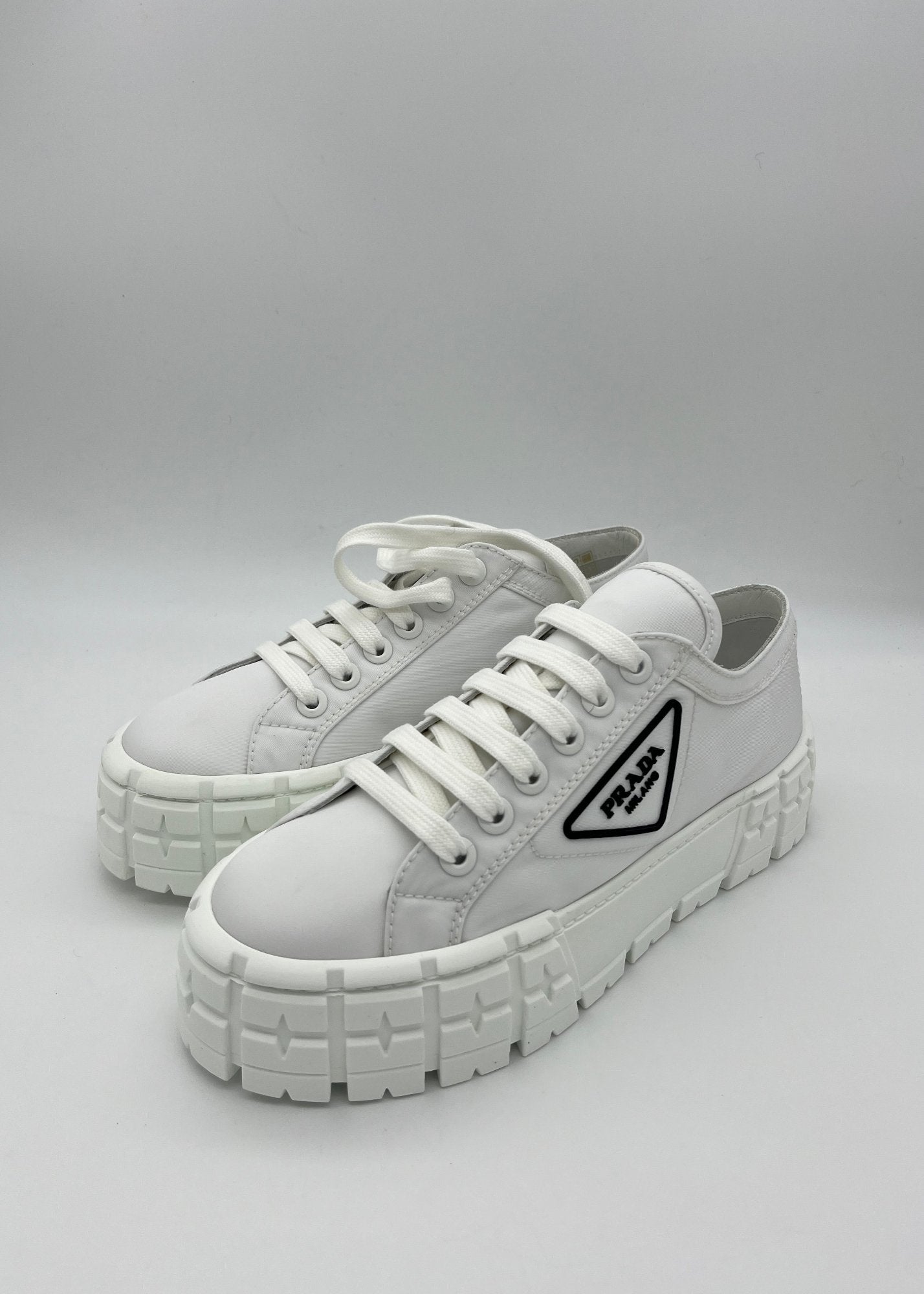 Prada Sneakers Double Wheel in Gabardine Re-Nylon Bianche