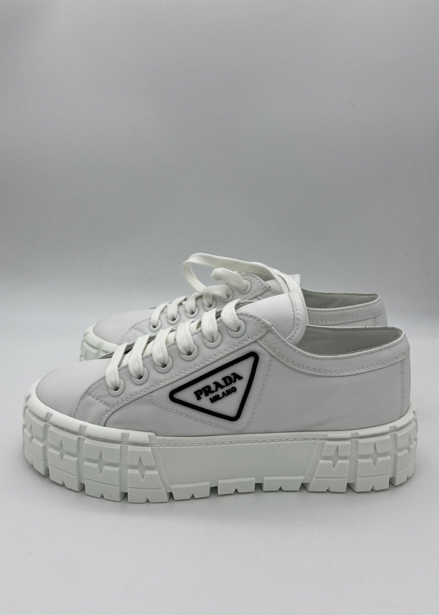 Prada Sneakers Double Wheel in Gabardine Re-Nylon Bianche