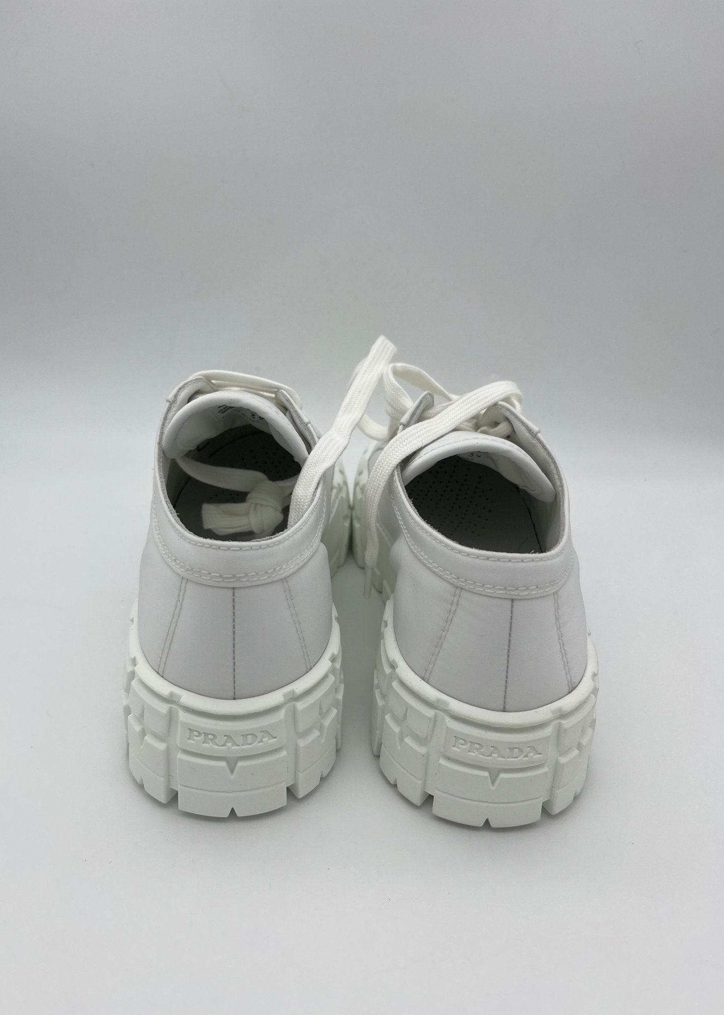 Prada Sneakers Double Wheel in Gabardine Re-Nylon Bianche