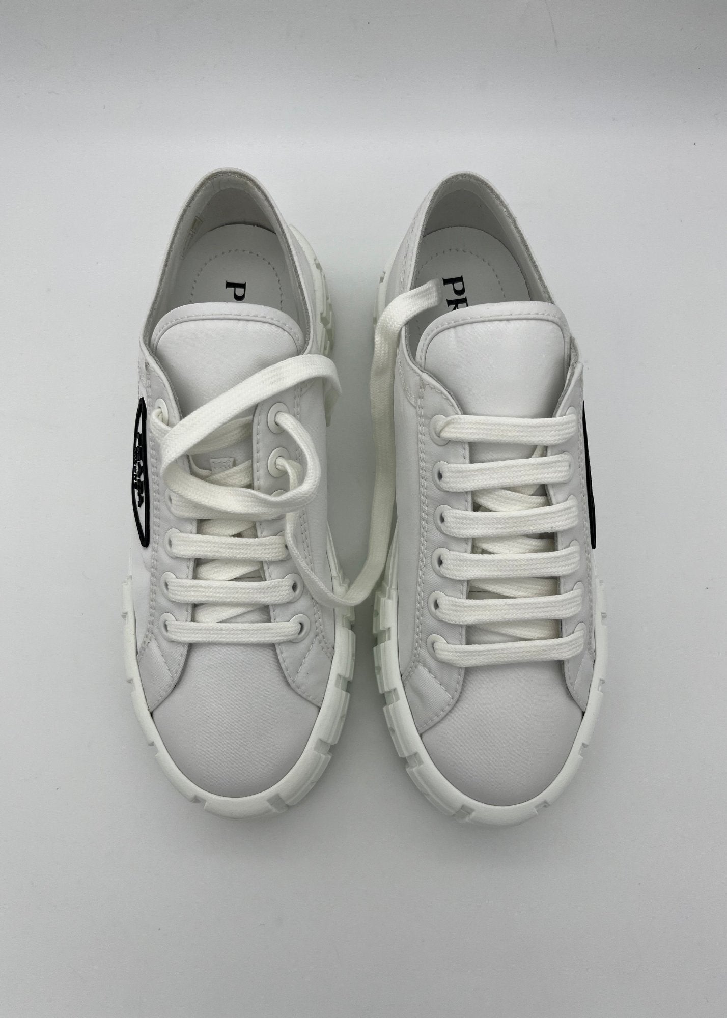 Prada Sneakers Double Wheel in Gabardine Re-Nylon Bianche